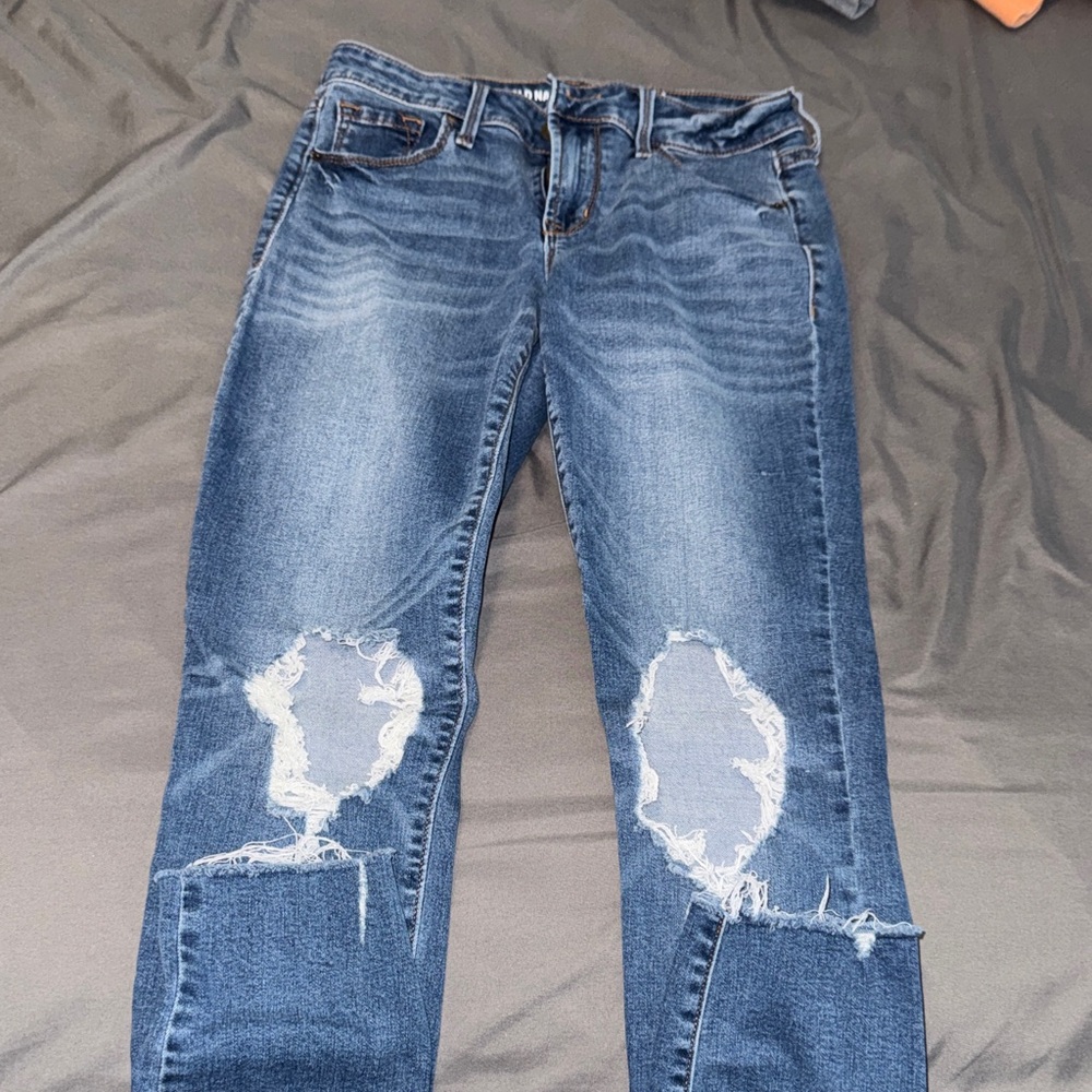 Old Navy Women's Distressed Dark Blue Jeans